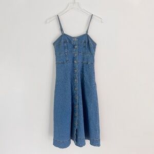 Sleeveless Denim Corset Midi Sundress - Universal Thread size Small